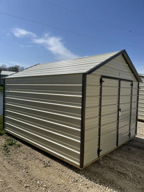 Actual 10 by 12 Derksen Best Value Metal Utility in Light Stone Metal